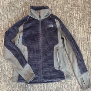 The North Face Women's Purple and Gray Teddy Zip Up Jacket